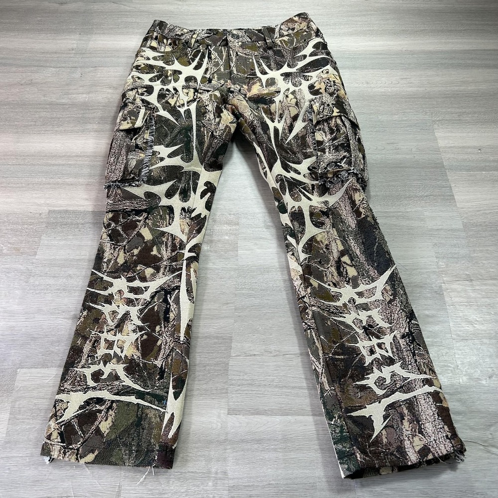 Rebel Vengeance Pants Mens 30x31 Multicolor Tweed Camo Cargo Straight Skull